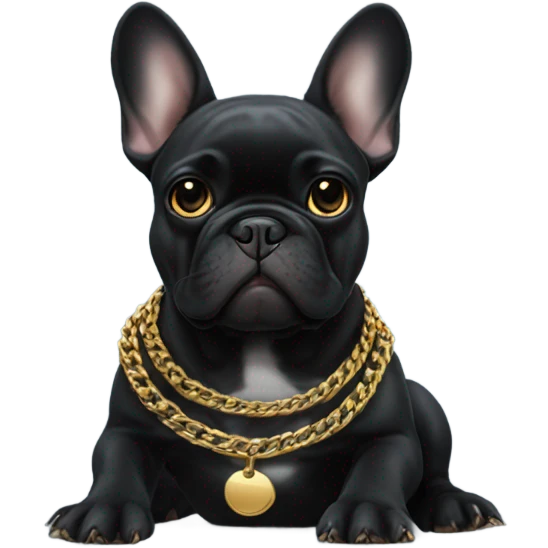 black french bulldog with a gold chain  emoji