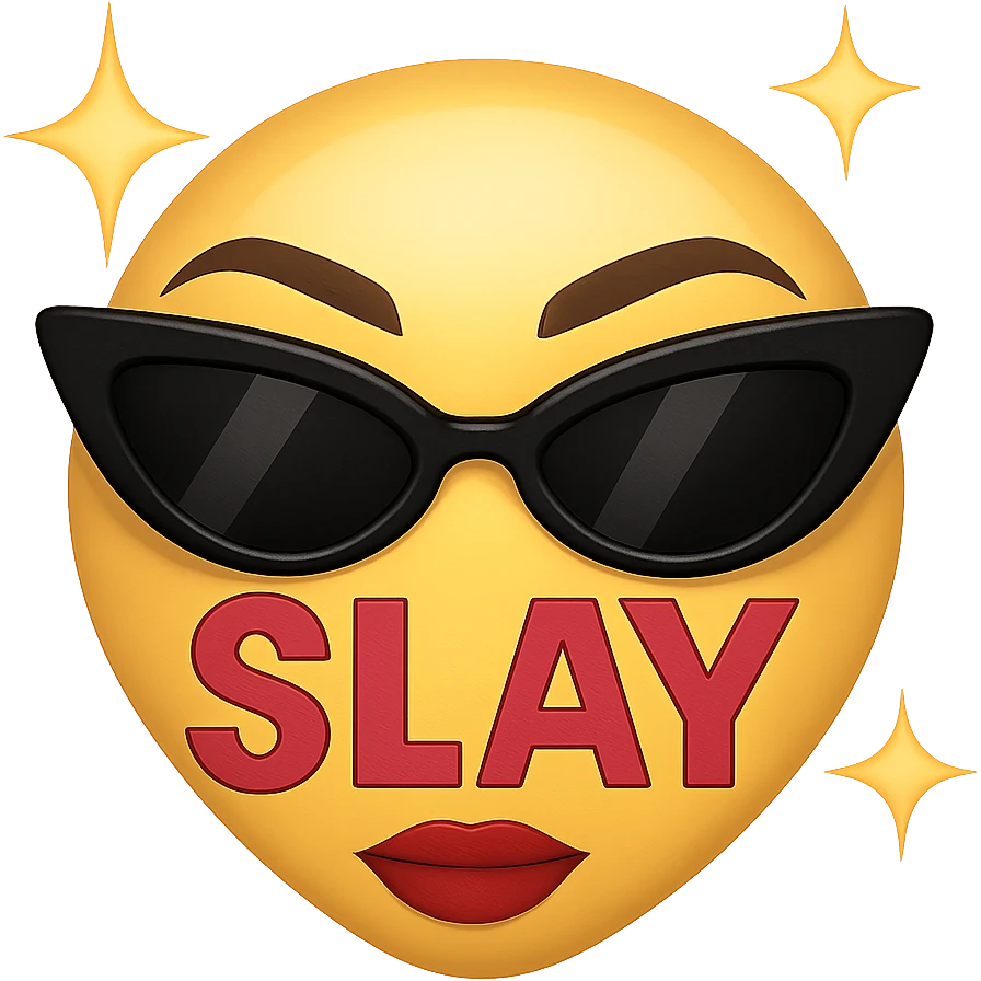 slay emoji, sparkling and trendy, chic, no background emoji