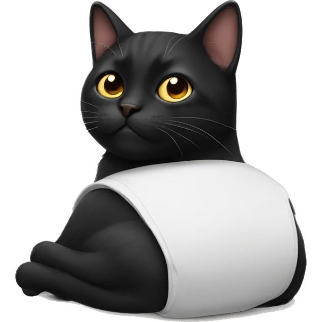 Black cat on his back emoji