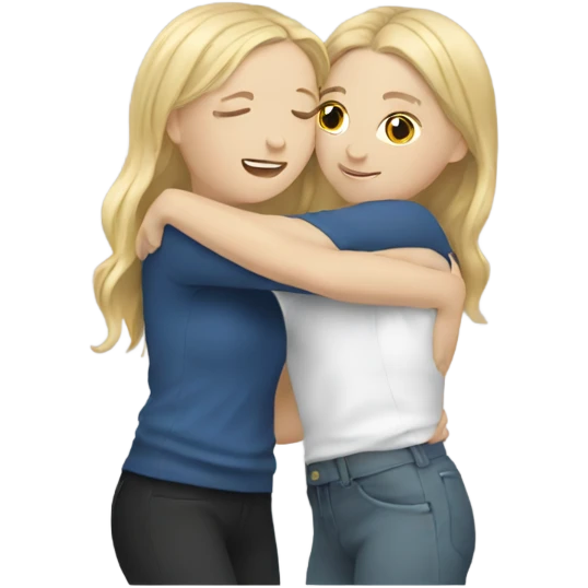 two white girls hug each other emoji
