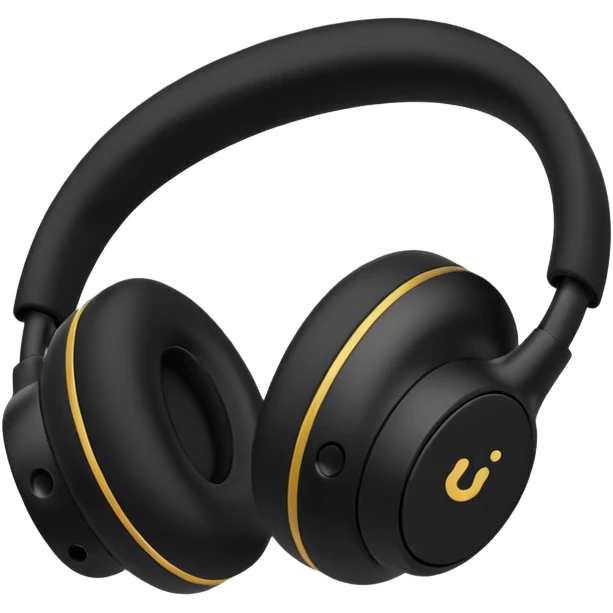  black wireless earbuds that wrap over the ear emoji