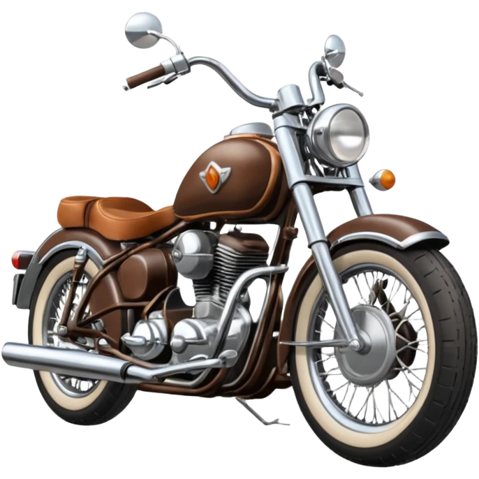 Draw a classic cruiser motorcycle with chrome details & leather seat. emoji