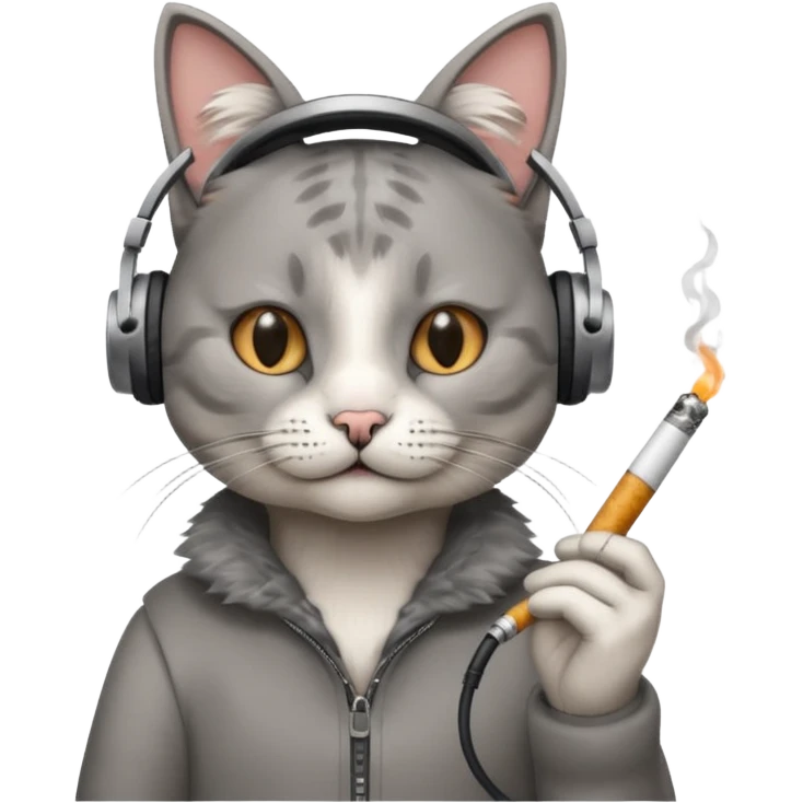 cat in headphones with a cigarette in his hand  emoji