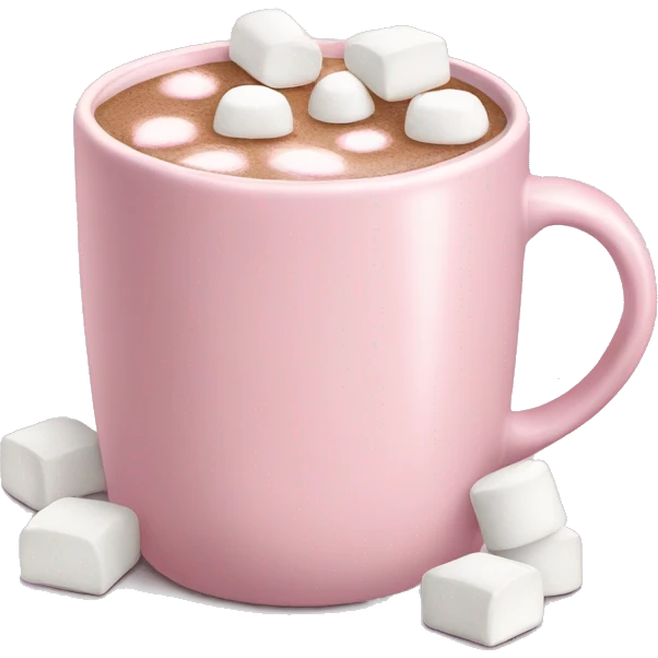 Light Pink mug of hot chocolate with marshmallows  emoji