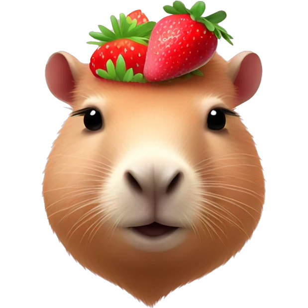 light pink capybara with strawberry on head emoji