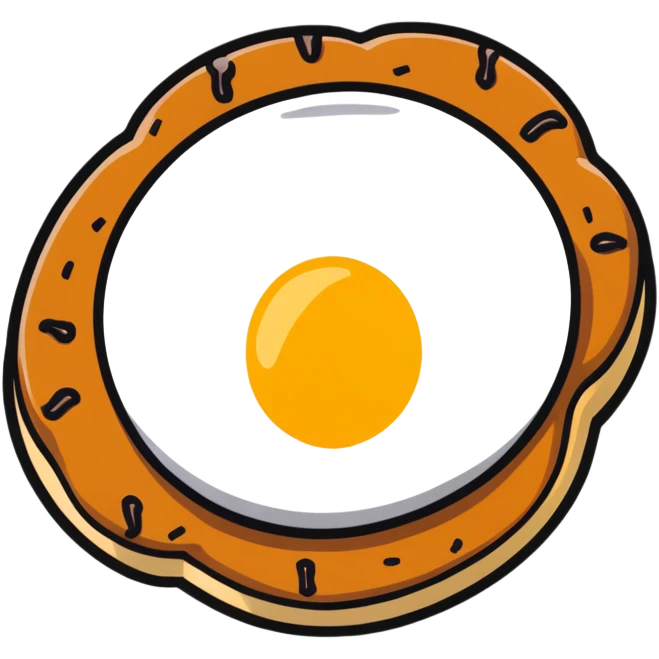 brown plain cookie with sunny side up egg on top emoji