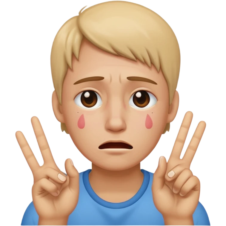 Crying emoji with peace sign emoji