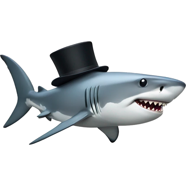 Shark with a top hat emoji