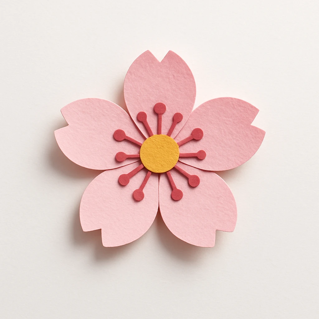 sakura cherry blossom, paper craft style emoji