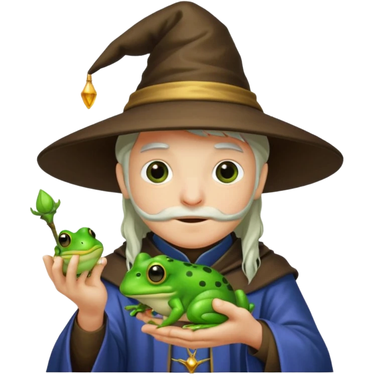 Wizard holding a frog emoji