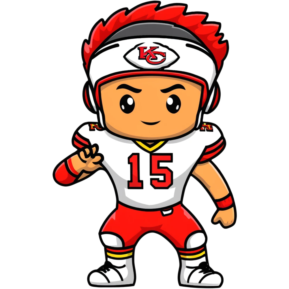 Patrick Mahomes, Kansas City Chiefs quarterback with headband and uniform emoji
