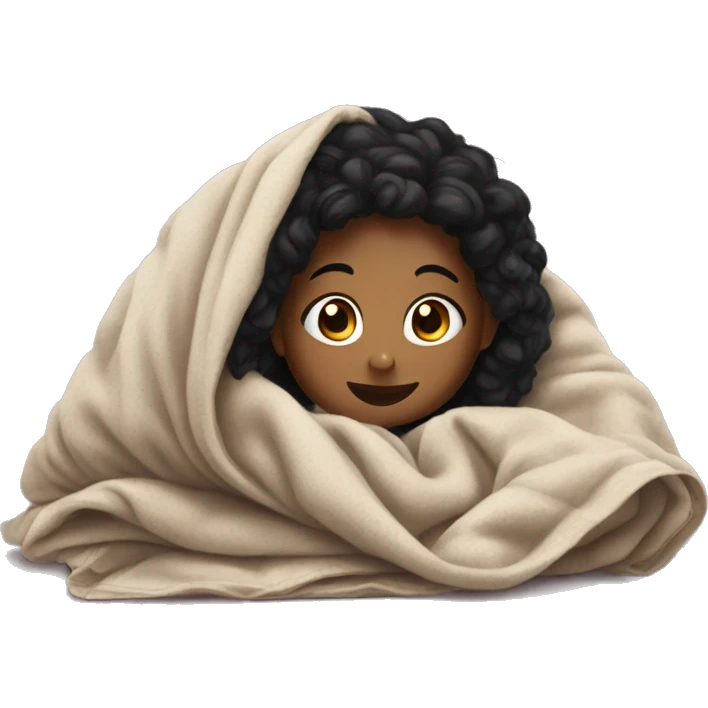 black hair girl crawling into a blanket  emoji