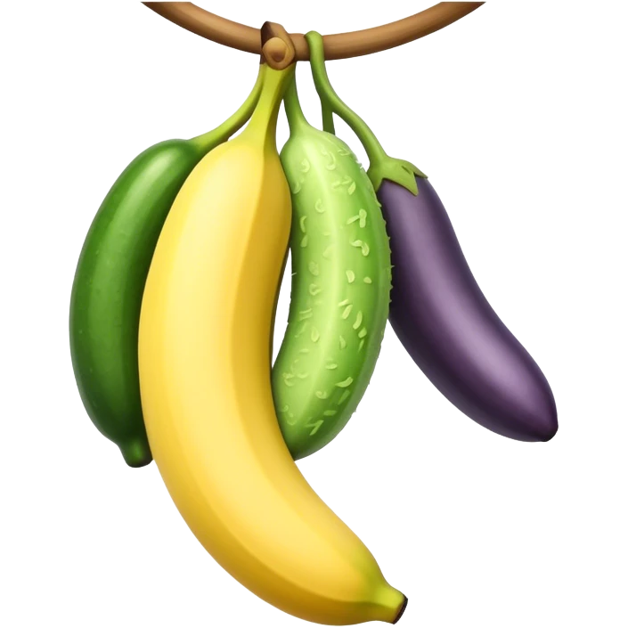 hanging banana cucumber eggplant emoji