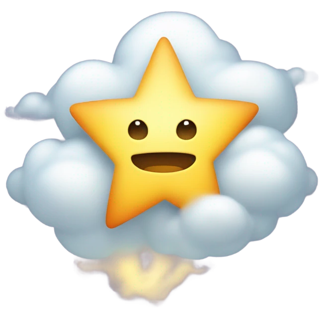 a line with a glowing star at the end around a cloud emoji