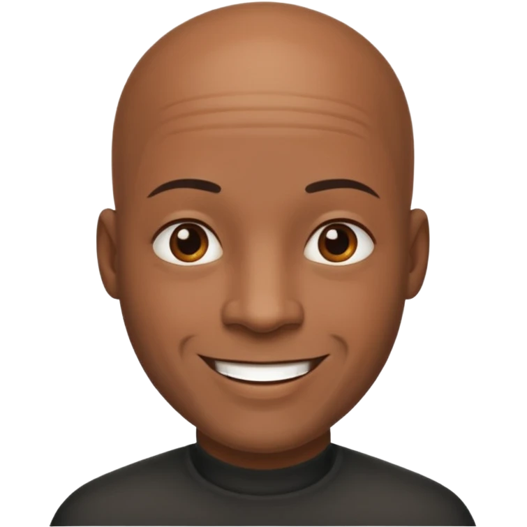 black bald man with strong and smile calm emoji