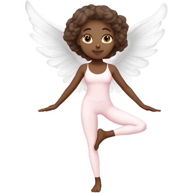 white angelic yoga girl in light pink yoga outfit emoji