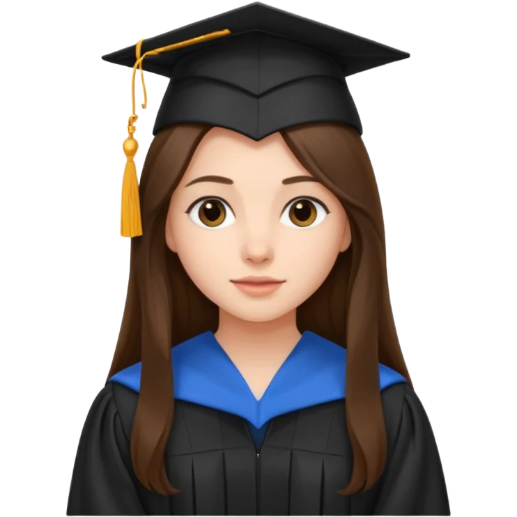 young brunette girl long hair university graduate emoji