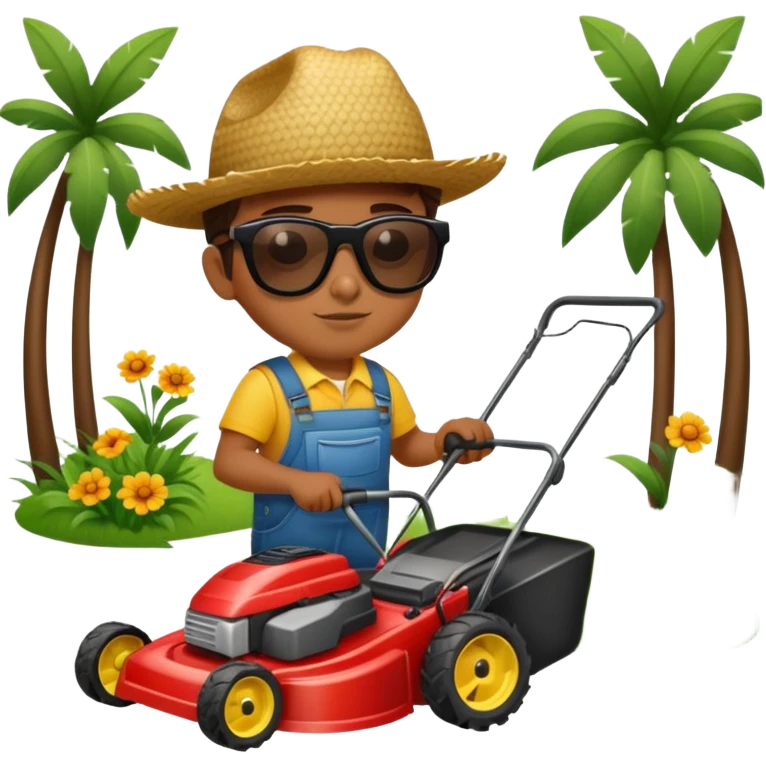 Mexican kid wearing sunglasses with lawnmower emoji
