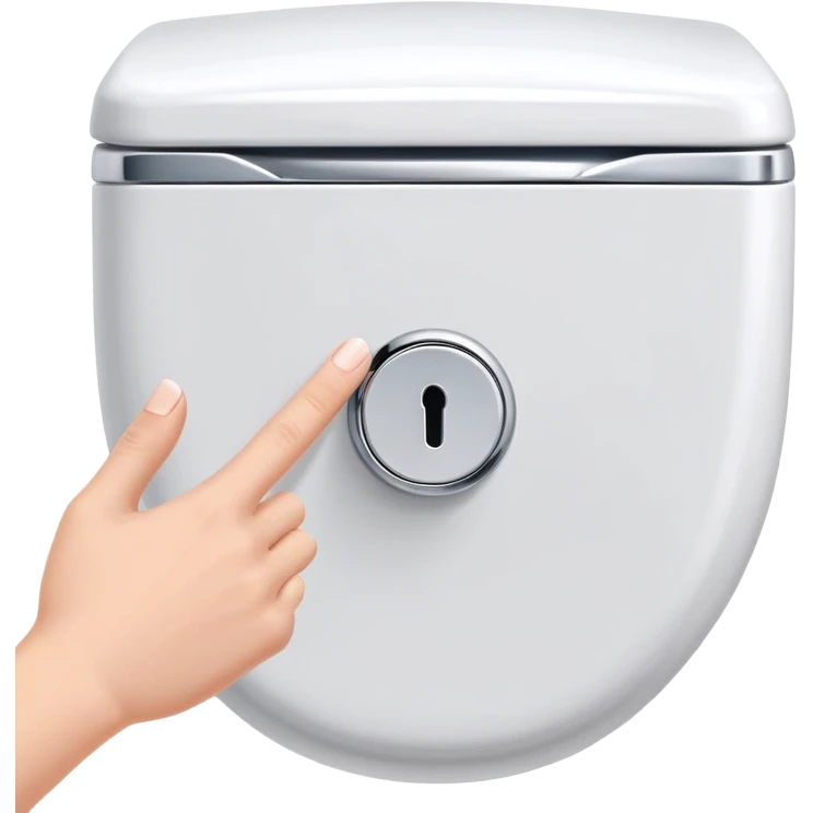 hand pressing a modern flush button, toilet in background, cheerful and neat emoji