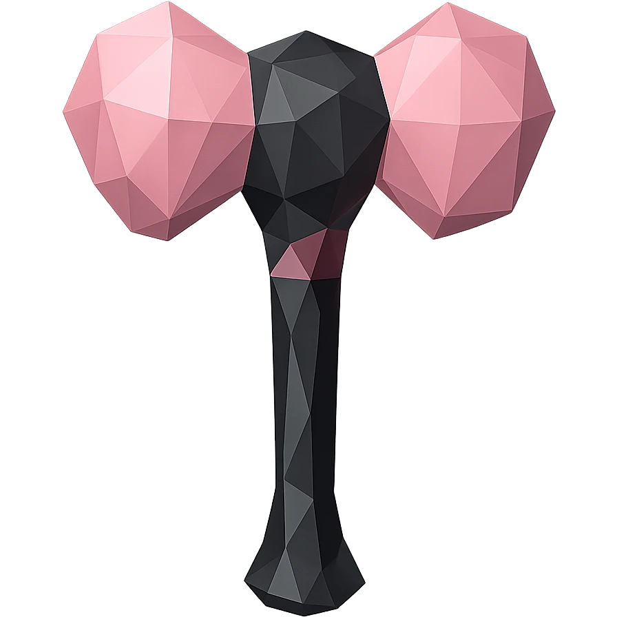BLACKPINK-inspired gothic lightstick, no hearts, faceted and modern, black and pink, polygonal style emoji