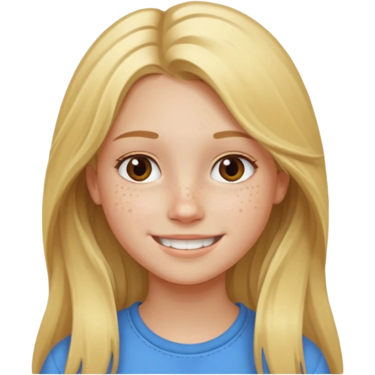 teenager girl blond w/ freckles long hair emoji
