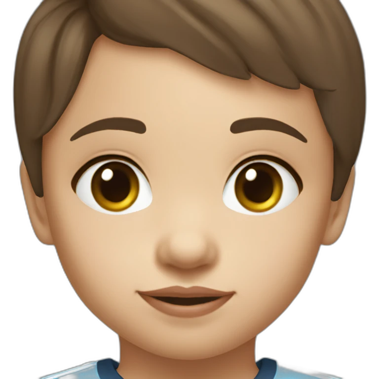 2 year old girl with short brown hair and eyes wearing Manchester City football shirt emoji