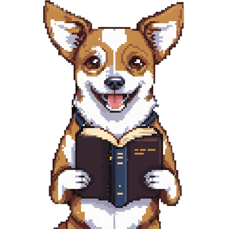 weird dog smiling holding a dictionary emoji