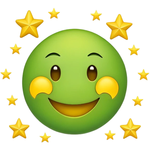 green smiley emoji with stars instead of eyes emoji