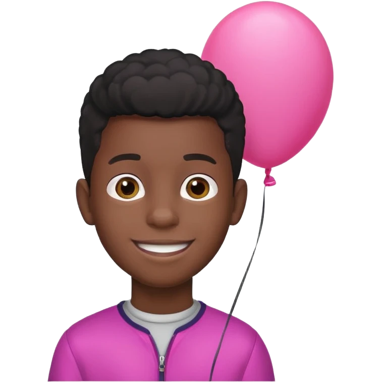 black boy with pink baloon emoji