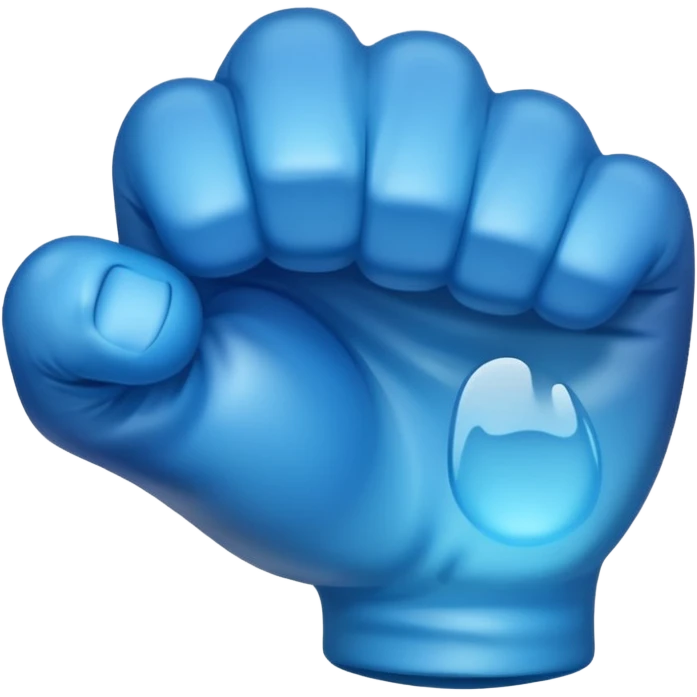 Give me a punching emoji with a blue gradient and transparency, No face, just a fist, With the effect of glass and transparency emoji