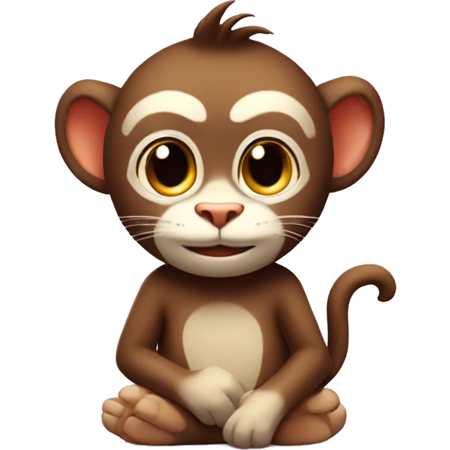 Cat pampering monkey  emoji