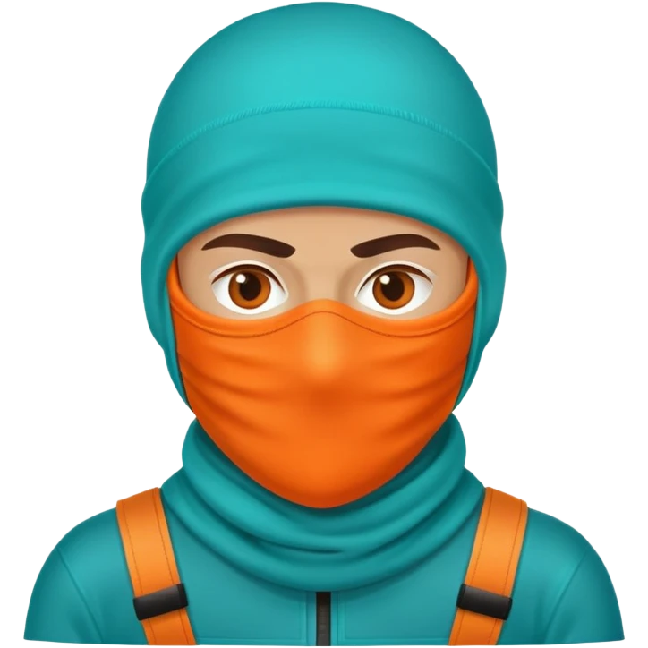 sinister-looking robber with teal and orange ski mask emoji