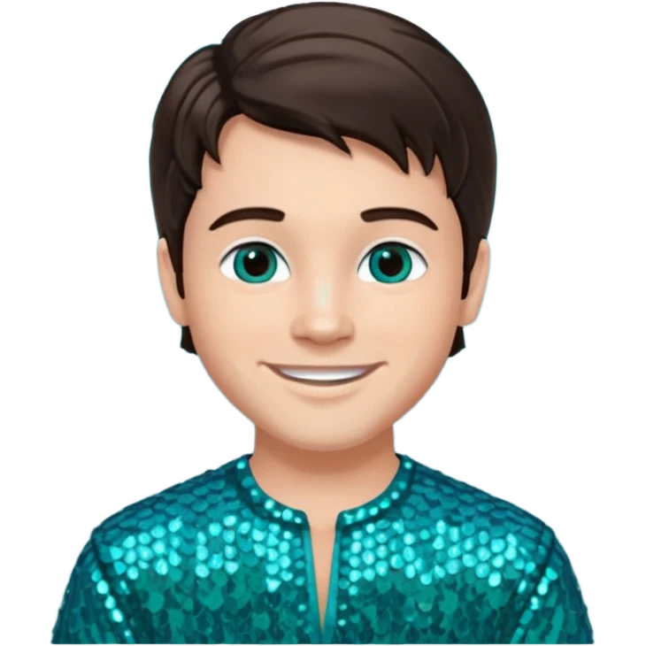 Daniel from The Bible with dark brown hair, teal sequin outfit emoji