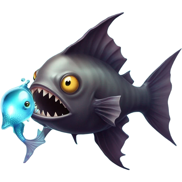Anglerfish with glowing lure, sharp teeth, and big eyes. emoji
