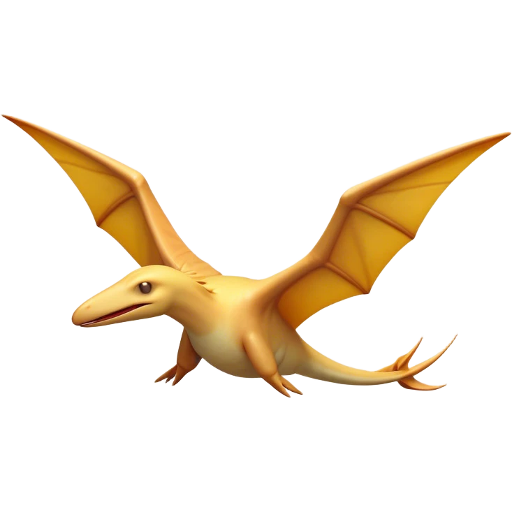 Beautiful and Majestic Pterodactyl Portrait Emoji, Head and body rendered in serene repose with a gentle, content smile, showcasing a slender, aerodynamic form with expansive wings gently folded and eyes softly closed in tranquil slumber, Simplified yet exquisitely endearing features, highly detailed, glowing with a soft, drowsy celestial light, high shine, relaxed and utterly majestic, stylized with an air of timeless aerial splendor, soft glowing outline, capturing the essence of a beautiful and majestic Pterodactyl that embodies the pure grace of prehistoric flight! emoji