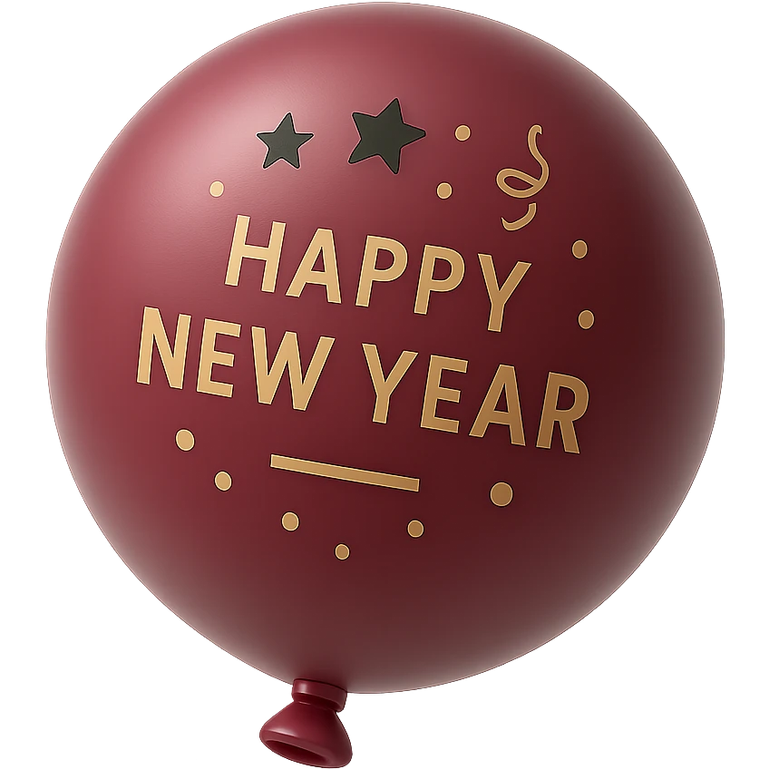 shiny burgundy round party balloon with reflective surface and festive look emoji