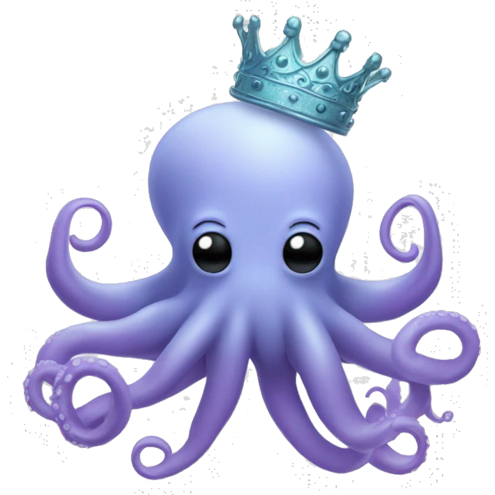 A light blue ish purple octopus with a crown on its head emoji