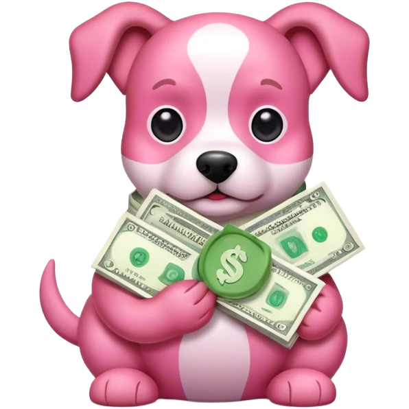 Pink dog with money  emoji