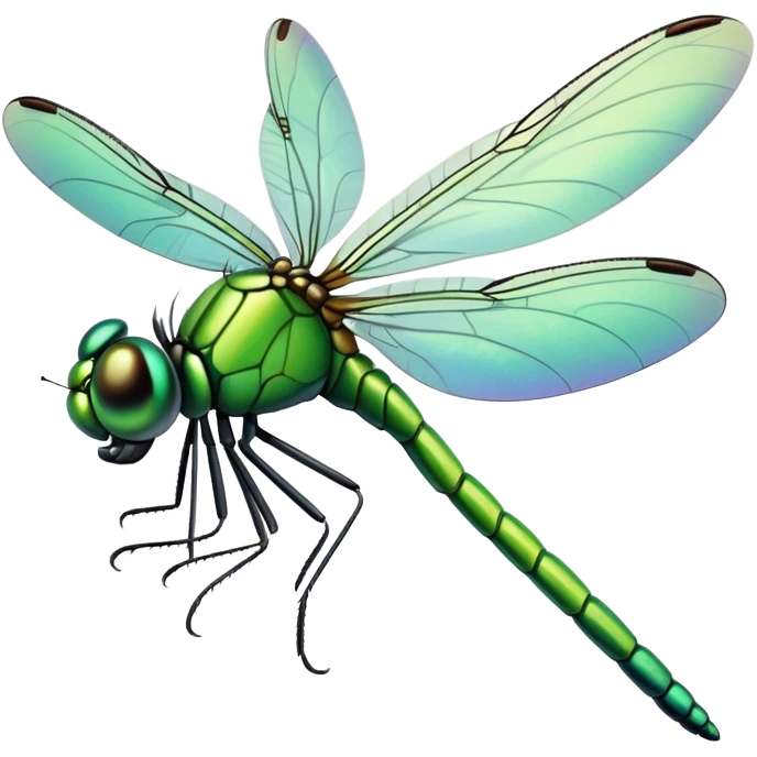 Green dragonfly with no facial features emoji