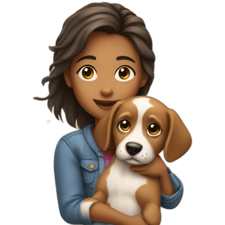 A girl with a puppy emoji