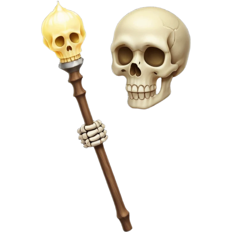 Skull Staff – Wooden staff with glowing skull top
 emoji