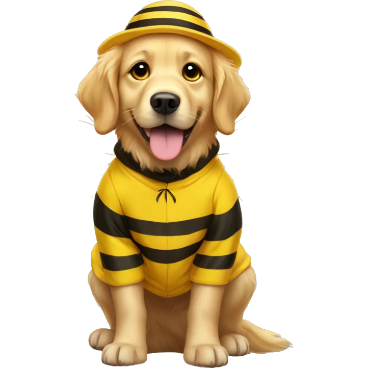golden retriever in a bee costume emoji