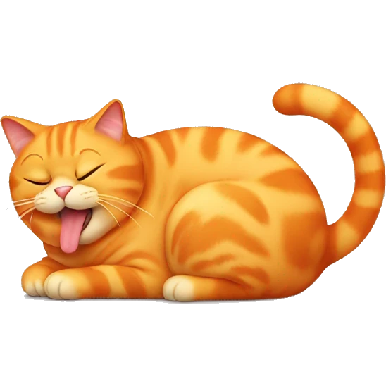 Fat orange cat licking itself emoji