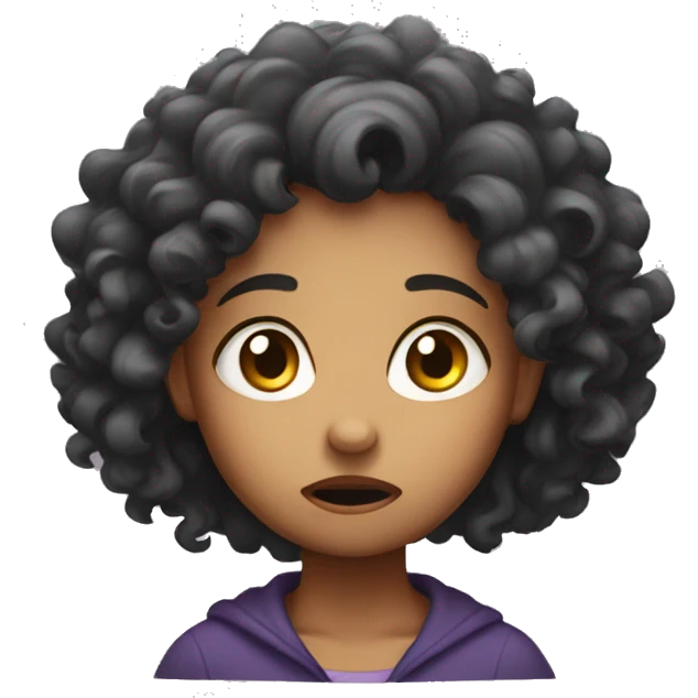 A scared curly girl emoji
