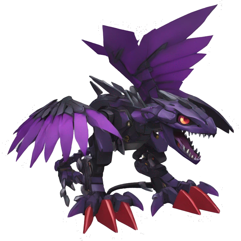  Cool Edgy Black Purple Red Digimon-Fakemon-Raptor-Dragon-Mecha full body emoji