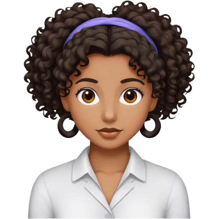An brown airplane with darky curly hair in a hair tie emoji