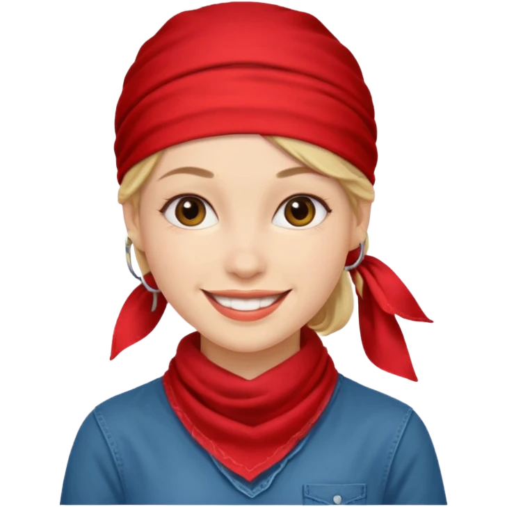 woman with wearing red bandana emoji