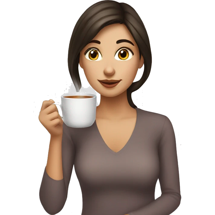brunette Girl sipping tea emoji