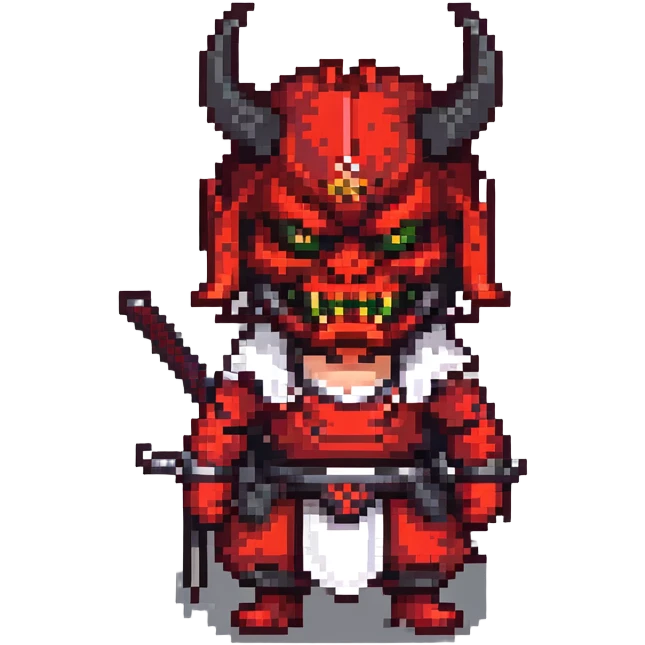 Devil samurai with red oni mask emoji