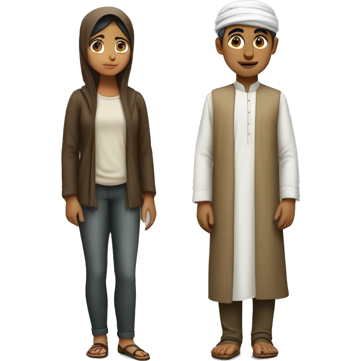 an indian boy and muslim girl standing awkwardly next to each other  emoji